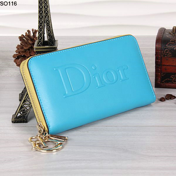 dior wallet calfksin leather 116 skyblue&yellow - Click Image to Close